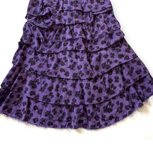 COMME DES GARÇONS Tricot  Floral Print Wool Tiered Midi Skirt - Picture 10 of 14
